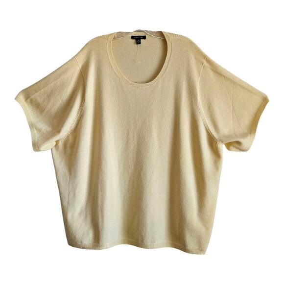 LANDS END Women Plus 5X 32 34 Sweater Butter Yellow Short Sleeve Bust 58" NWOT - Picture 1 of 6